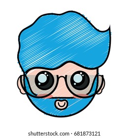 man face with beard and hairstyle design
