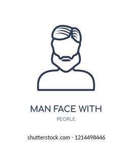 Man face with beard icon. Man face with beard linear symbol design from People collection. Simple outline element vector illustration on white background.