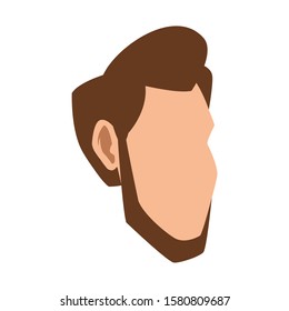man face with beard icon over white background, vector illustration
