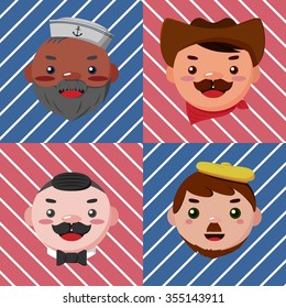 Man Face with Beard and Mustache