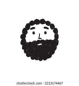 Man face with beard. Vector illustration isolated.