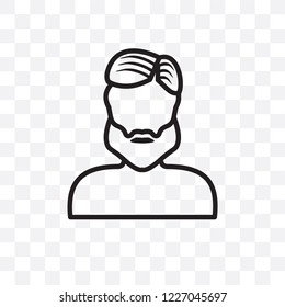 Man face with beard vector linear icon isolated on transparent background, Man face with beard transparency concept can be used for web and mobile