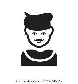 Man face with beret and goatee icon. Trendy Man face with beret and goatee logo concept on white background from People collection. Suitable for use on web apps, mobile apps and print media.