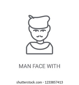 Man face with beret and goatee icon. Trendy Man face with beret and goatee logo concept on white background from People collection. Suitable for use on web apps, mobile apps and print media.