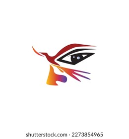 man face bird logo illustration color vector design