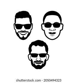 Männliches Gesicht mit schwarzer Brille