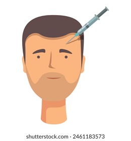 Man face botox shot icon cartoon vector. Drug inject. Medication clinical