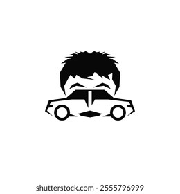 Man face and car logo design.
