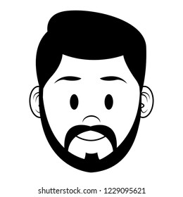 Man face cartoon in black and white