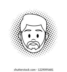 Man face cartoon in black and white