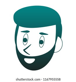 Man face cartoon blue lines