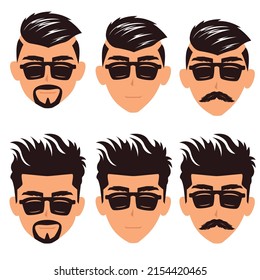 man face cartoon characters. Cartoon shocked male character vector illustration.
