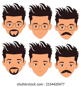 man face cartoon characters. Cartoon shocked male character vector illustration.
