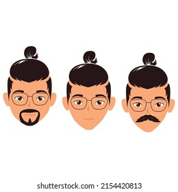 man face cartoon characters. Cartoon shocked male character vector illustration.

