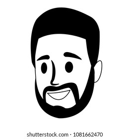 Man face cartoon on black and white colors