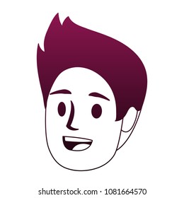 Man face cartoon on purple lines