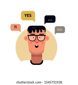 Man face character flat avatars. Cartoon
