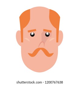 man face character on white background