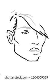 Man Face chart Makeup Artist Blank. Template. Vector illustration.