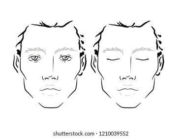 Man Face chart Makeup Artist Blank. Template. Vector illustration.