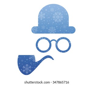 man face christmas icon with snow