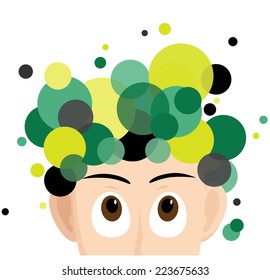 Man Face With Colorful Bubble On The Head
