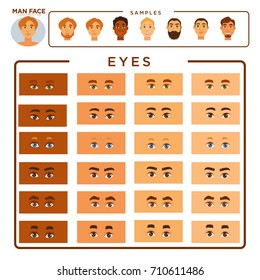 Man face constructor with samples and eyes set