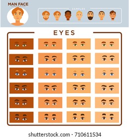 Man face constructor with samples and eyes set