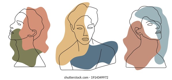 Man face continuous line drawing. Abstract minimal man portrait. Logo, icon, label.