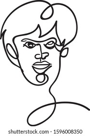 Man face continuous line vector 