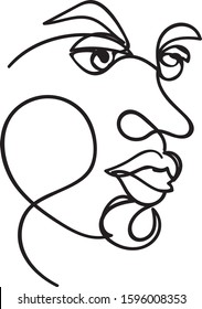 Man face continuous line vector 