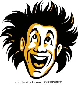 Man face with crazy hair and smile