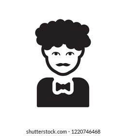 Man face curly hair and moustache icon. Trendy Man face curly hair and moustache logo concept on white background from People collection. Suitable for use on web apps, mobile apps and print media.