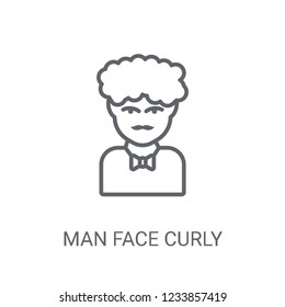 Man face curly hair and moustache icon. Trendy Man face curly hair and moustache logo concept on white background from People collection. Suitable for use on web apps, mobile apps and print media.