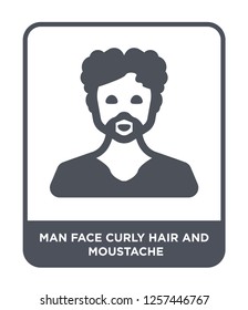 man face curly hair and moustache icon vector on white background, man face curly hair and moustache trendy filled icons from People collection
