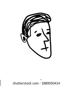 man face cute sketch style abstract  