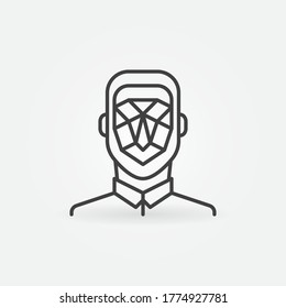 Man Face Detection linear icon. Vector Human Facial Recognition line concept symbol or design element