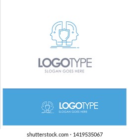 Man, Face, Dual, Identity, Shield Blue outLine Logo with place for tagline