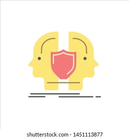Man, Face, Dual, Identity, Shield  Flat Color Icon. Vector icon banner Template