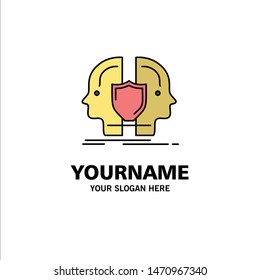 Man, Face, Dual, Identity, Shield Business Logo Template. Flat Color. Vector Icon Template background