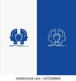 Man, Face, Dual, Identity, Shield Line and Glyph Solid icon Blue banner Line and Glyph Solid icon Blue banner