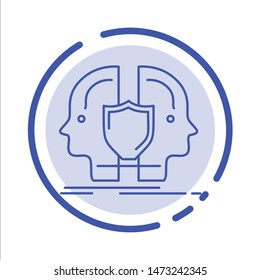 Man, Face, Dual, Identity, Shield Blue Dotted Line Line Icon