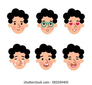 Man face emotions. Human portrait Vector illustration.
