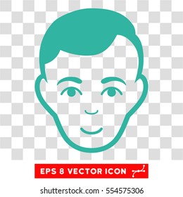 Man Face EPS vector icon. Illustration style is flat iconic cyan symbol on chess transparent background.