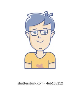 Ícone de avatar da expressão de rosto do homem. Avatares de menino linear de vetor