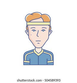 Icono de avatar de la expresión de la cara del hombre. Ilustración lineal vectorial del joven