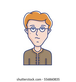 Man face expression avatar icon. Vector linear boy avatar