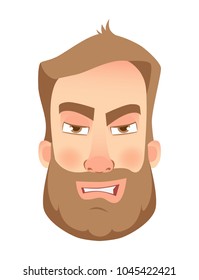 Man face expression. Human emotions. Set of cartoon vector illustrations. Angry