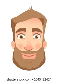 Man face expression. Human emotions. Set of cartoon vector illustrations. Smile