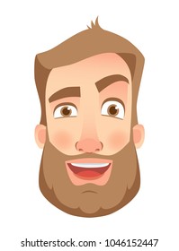 Man face expression. Human emotions. Set of cartoon vector illustrations. Laugh